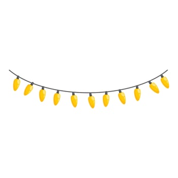 String of yellow lights hanging on a black wire vector