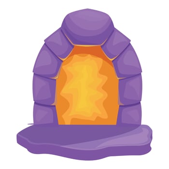 Cartoon stone archway glowing with purple rocks vector