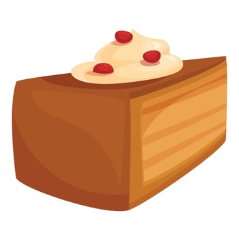 Delicious chocolate cake slice with cream and cherries illustration vector