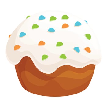 Delicious easter cake with white icing and colorful sprinkles celebrating spring holiday vector