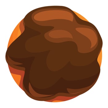 Delicious round chocolate bun covered with chocolate icing vector
