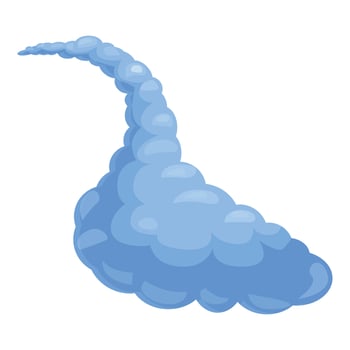Blue smoke cloud forming a trail in cartoon style vector