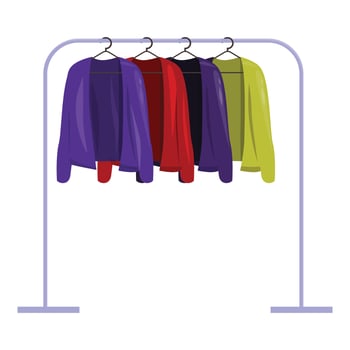 Colorful clothes hanging on rack in clothing store vector