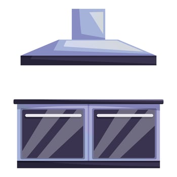 Modern kitchen extractor hood over empty stove top being ready for cooking delicious food vector