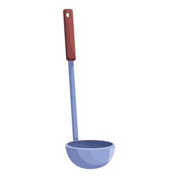 Steel kitchen ladle serving hot soup for dinner vector