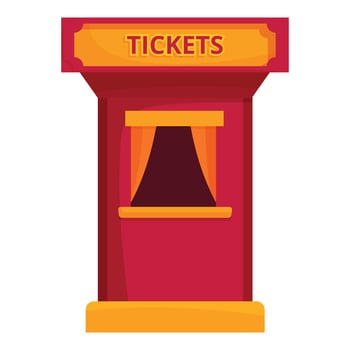 Red ticket booth standing with closed window curtain vector