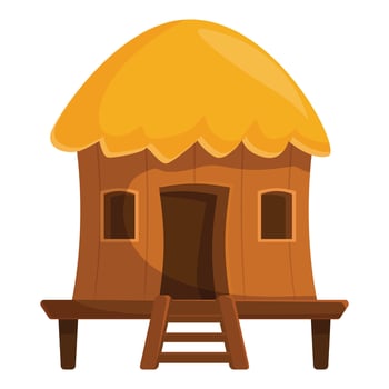 Wooden stilt house standing on the ground with ladder vector