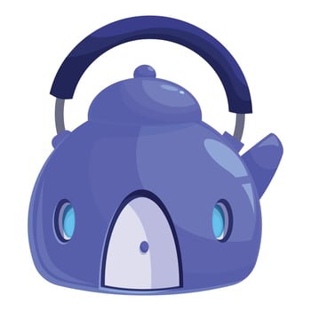 Blue kettle house representing tiny home living concept vector