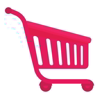 Pink shopping cart standing for retail commerce and consumerism vector