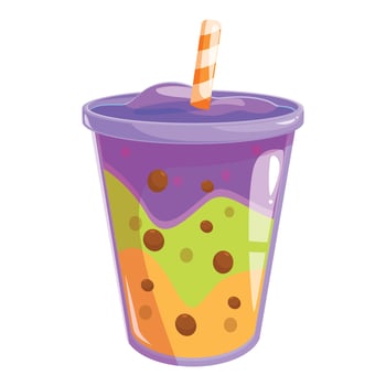 Delicious bubble tea with tapioca pearls in plastic cup with straw vector