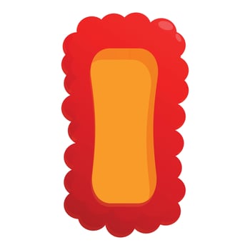 Delicious orange fruit gummy candy with red border surrounded by white background vector
