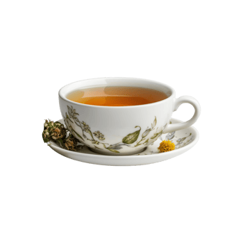 Fresh Brew Herbal Tea Cup with Green Leaves Isolated on Transparent Background png