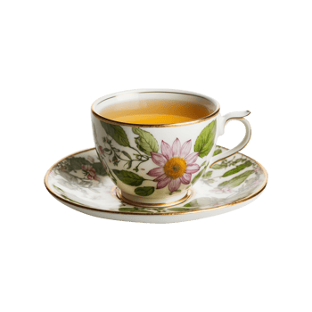Therapeutic Herbal Tea Cup with Green Leaves Isolated on Transparent Background png