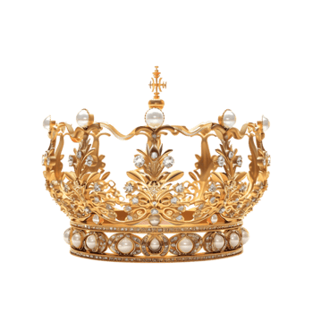 Golden crown isolated on a transparent background png