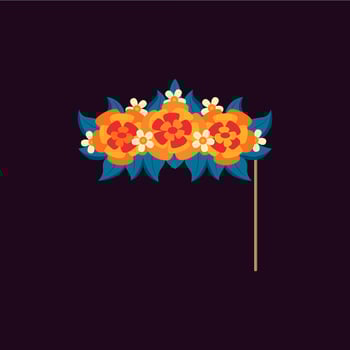 Dead day photo booth marigold flowers wreath props vector