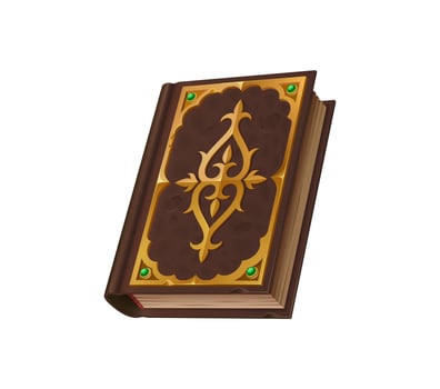 Medieval game book and magic spellbook, UI vector