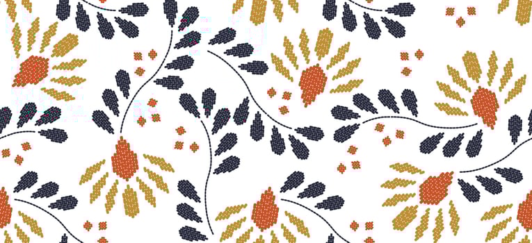 Motif ethnic border beautiful yellow floral art. Ethnic leaf floral background art. folk embroidery Mexican, Peruvian, Indian, Asia, Moroccan, Turkey Uzbek style. Embroidery pattern flowers vector