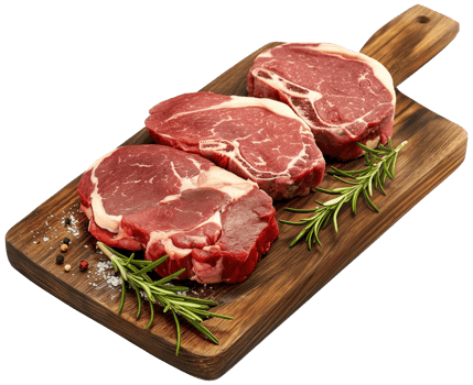Steak illustration - Raw and fresh Rib eye Steaks on wooden isolated on a transparent background png