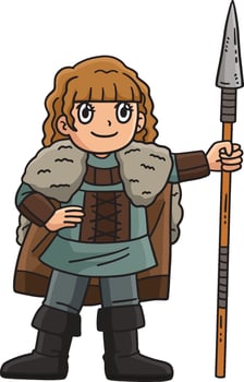Viking with Spear Cartoon Colored Clipart vector