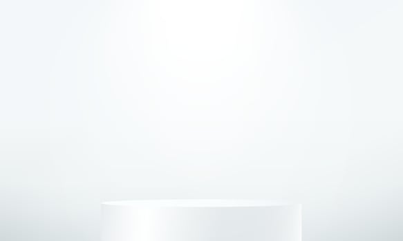 White studio room background. White background 3d with podium. Space for selling products on the website. Empty room with spotlight effect. illustration. vector