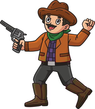 Cowboy with a Gun Cartoon Colored Clipart vector