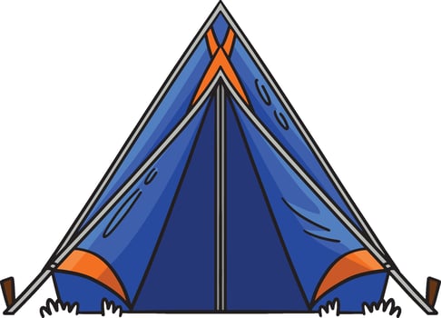 Camping, Tent Cartoon Colored Clipart Illustration vector