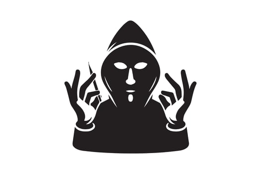 Spy agent searching on a laptop hacker silhouette vector