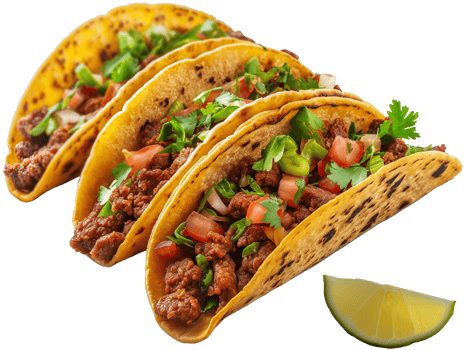 Tacos casserole illustration - Delicious Vegetarian tacos isolated on a transparent background png