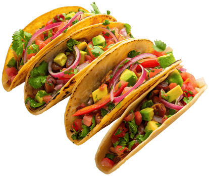 Tacos casserole illustration - Delicious Vegetarian tacos isolated on a transparent background png