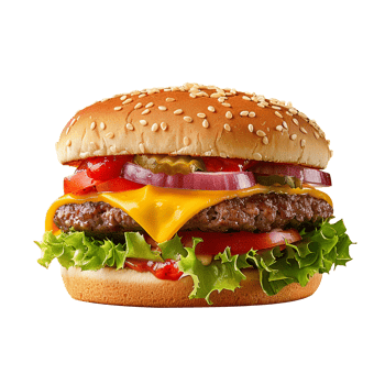 hum burger isolated on transparent background png