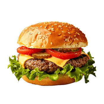 hum burger isolated on transparent background png