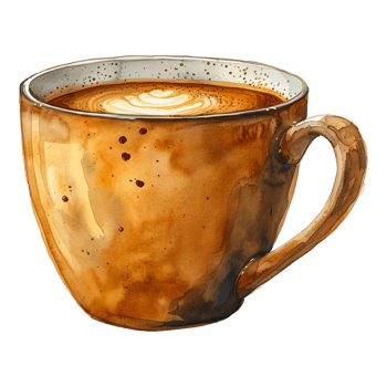 Cozy Coffee Cup Clipart for Office Break - Watercolor Illustration png