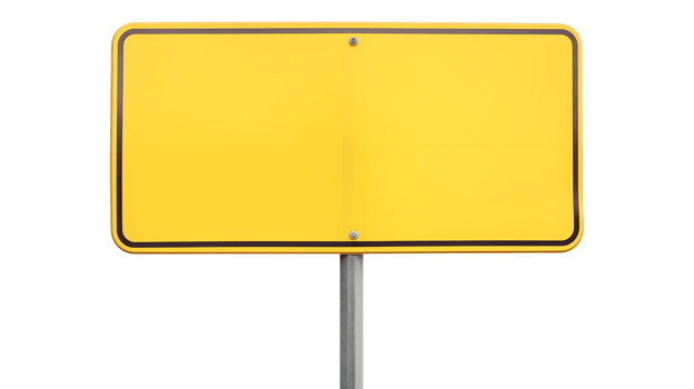 Blank yellow road sign or traffic signs isolated on a transparent background png