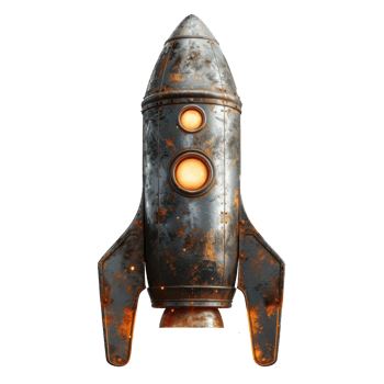 3D rendering for vintage rusty space rocket. Ai-Generated png