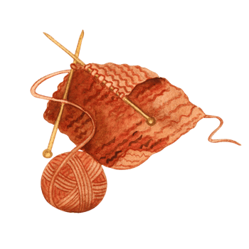 watercolor knitting cozy autumn postcards png