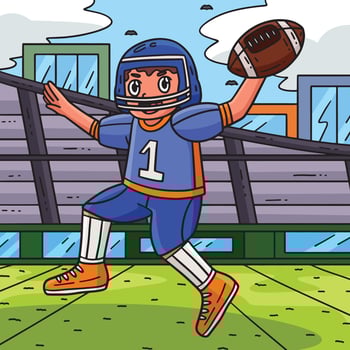 American Football Player Ready to Pass Colored vector