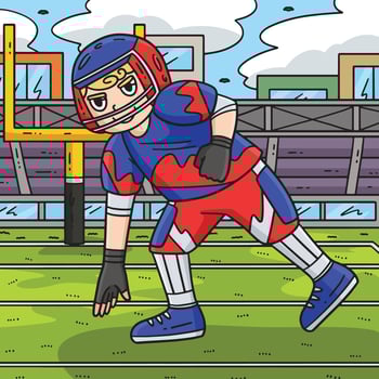 American Football Player 3 Point Stance Colored vector