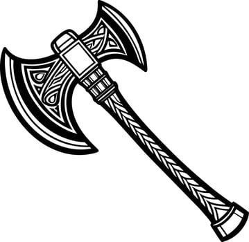black and white axe illustration. woodwork, line art, woodcutter, woodworking, wooden, ax, carpenter, vector