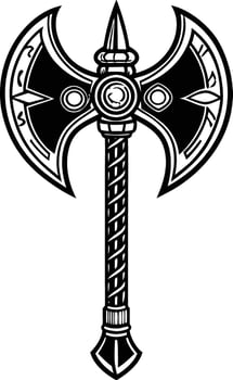 black and white axe illustration. woodwork, line art, woodcutter, woodworking, wooden, ax, carpenter, vector