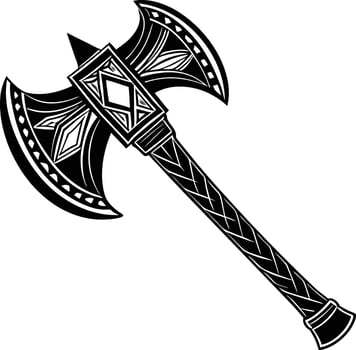 black and white axe illustration. woodwork, line art, woodcutter, woodworking, wooden, ax, carpenter, vector