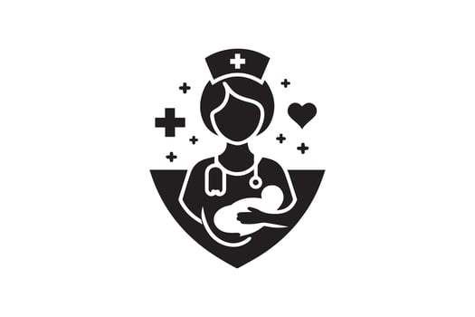 Nurse silhouette illustration. Medical assistant, female, woman, medic, doctor, health, medicine, hospital concept vector