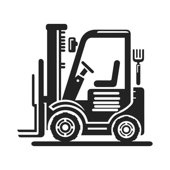 Industrial Forklift Symbol. Black and White Graphic vector