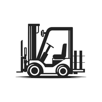 Dynamic Forklift Silhouette. Clean Flat Design vector