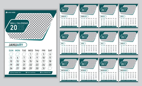 calenHigh-Quality 2025 Calendar Design for Office and Homedar design All vector