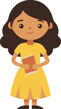Girl in yellow dress holding a book and standing vector