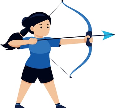 A woman is drawing a bow and arrow vector