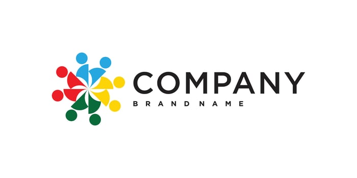 Team work people logo design. Premium vector
