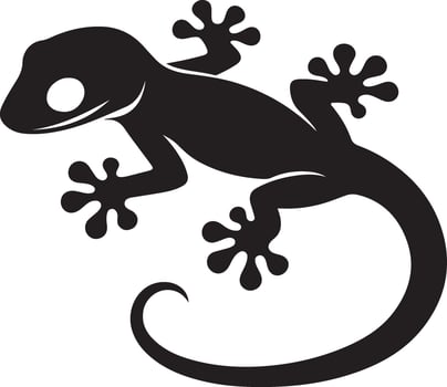 Tokay gekko silhouette on white background. Black hand drawn art of a gekko vector