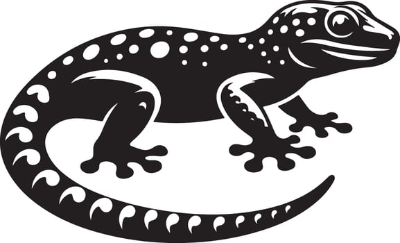 Tokay gekko silhouette on white background. Black hand drawn art of a gekko vector