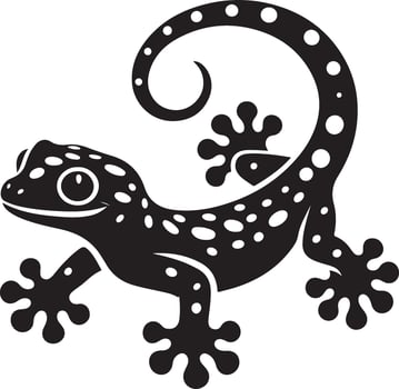Tokay gekko silhouette on white background. Black hand drawn art of a gekko vector